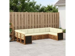 Vidaxl Conjunto De Sofá Sectional Com Almofada 7 Pcs Natural E Creme