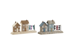 Figura Decorativa Home Esprit Azul Vermelho Casas Multicoloridas 25,5 X 9 X 13,5 Cm (2 Unidades)