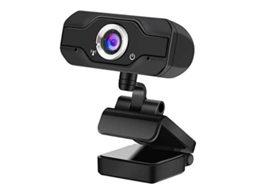 Webcam USB ajustável Full HD 1080p Plug & Play com microfone integrado para videoconferência, computadores de mesa e laptops, preta.