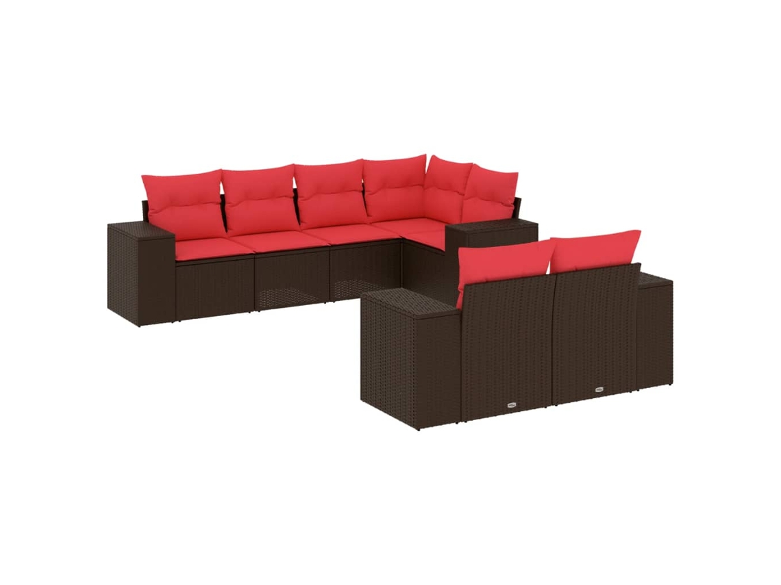 Conjunto de Sofá de Jardim, 7 Peças, Almofadas, Rattan Preto MAISON EXCLUSIVE