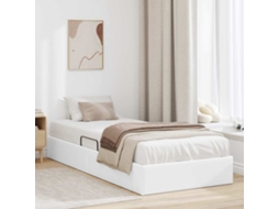 Vidaxl Cama Com Armazenamento Branco Puro 100 X 190 Cm Couro Sintético