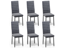 Cadeira escandinava em veludo cinzento - Conjunto de 6 - 96 cm