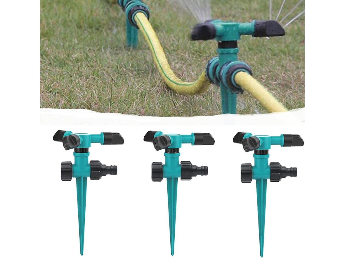 3 rotors de irrigação automática 360°, sistema de irrigação para jardim, grama, com braço giratório | S/MARCA