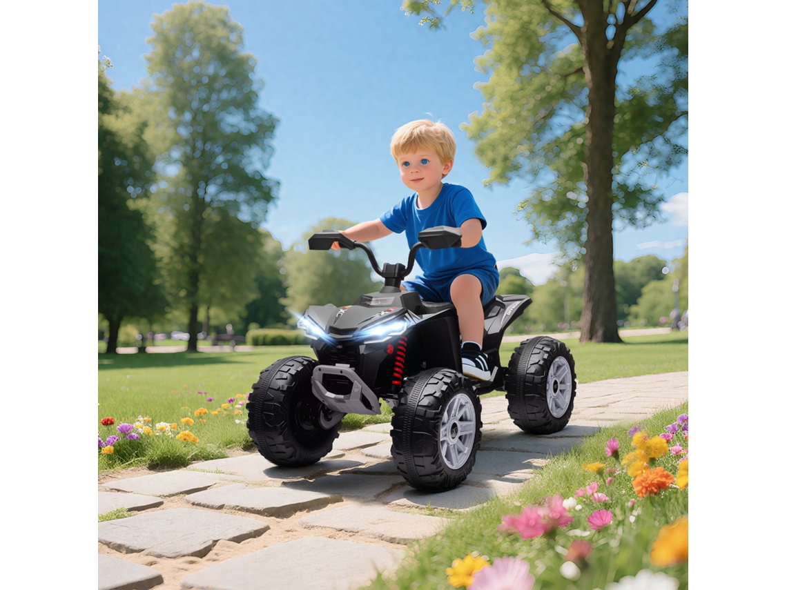 Veículo Elétrico Infantil 24v De 4 Rodas Para Crianças De 3 A 8 Anos, Com Faróis, Entrada Usb E Função Mp3, Velocidade Máxima De 6,5 Km/h
