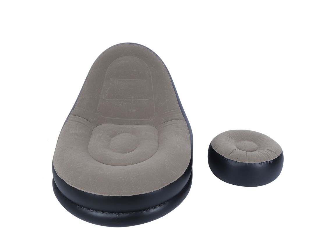 Sofá Reclinável Inflável Plegável Com Puff Para Sala Varanda Jardim