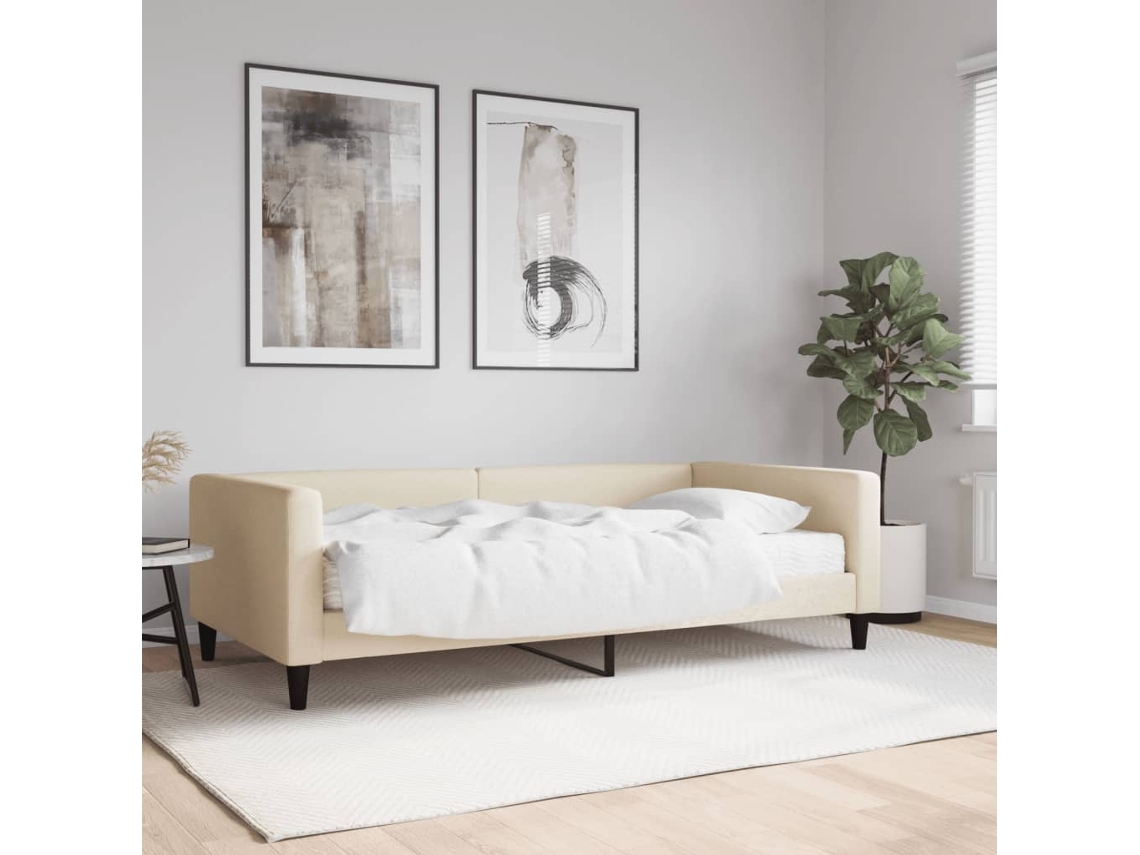 Vidaxl Sofá-cama Com Colchão 100x200 Cm Tecido Cor Creme