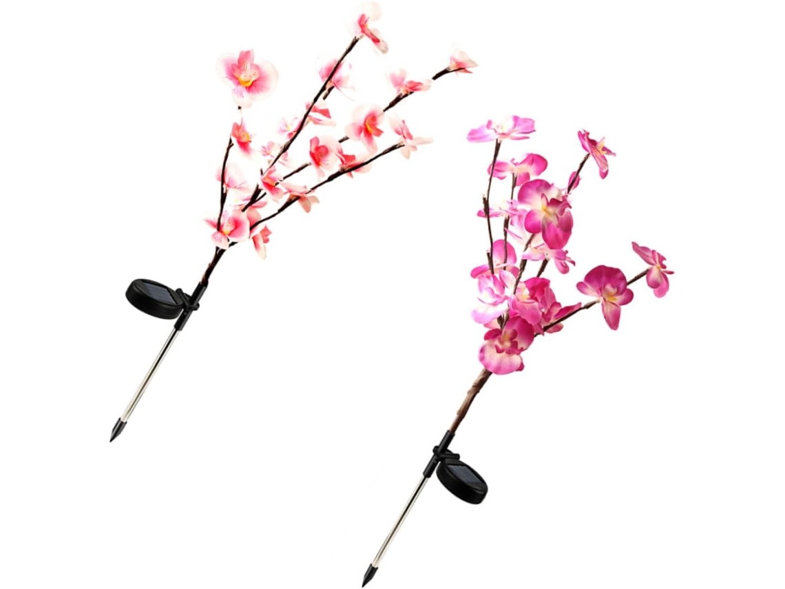 Conjunto de 2 Luminárias Solares para Orquídeas com Plugue para Aterramento, Iluminação Solar Externa para Caminhos de Jardim. SFUSHOS
