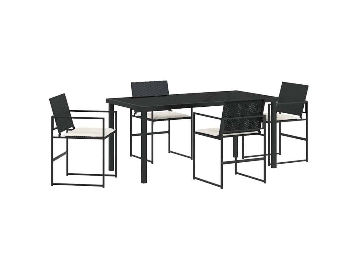 Conjunto de Jantar Jardim 5 Pcs Preto e Creme Vime PE MAISON EXCLUSIVE