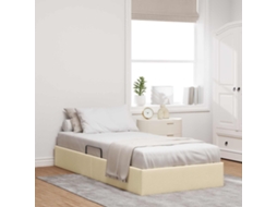 Vidaxl Estrutura De Cama Ottoman Creme 90 X 190 Cm Tecido