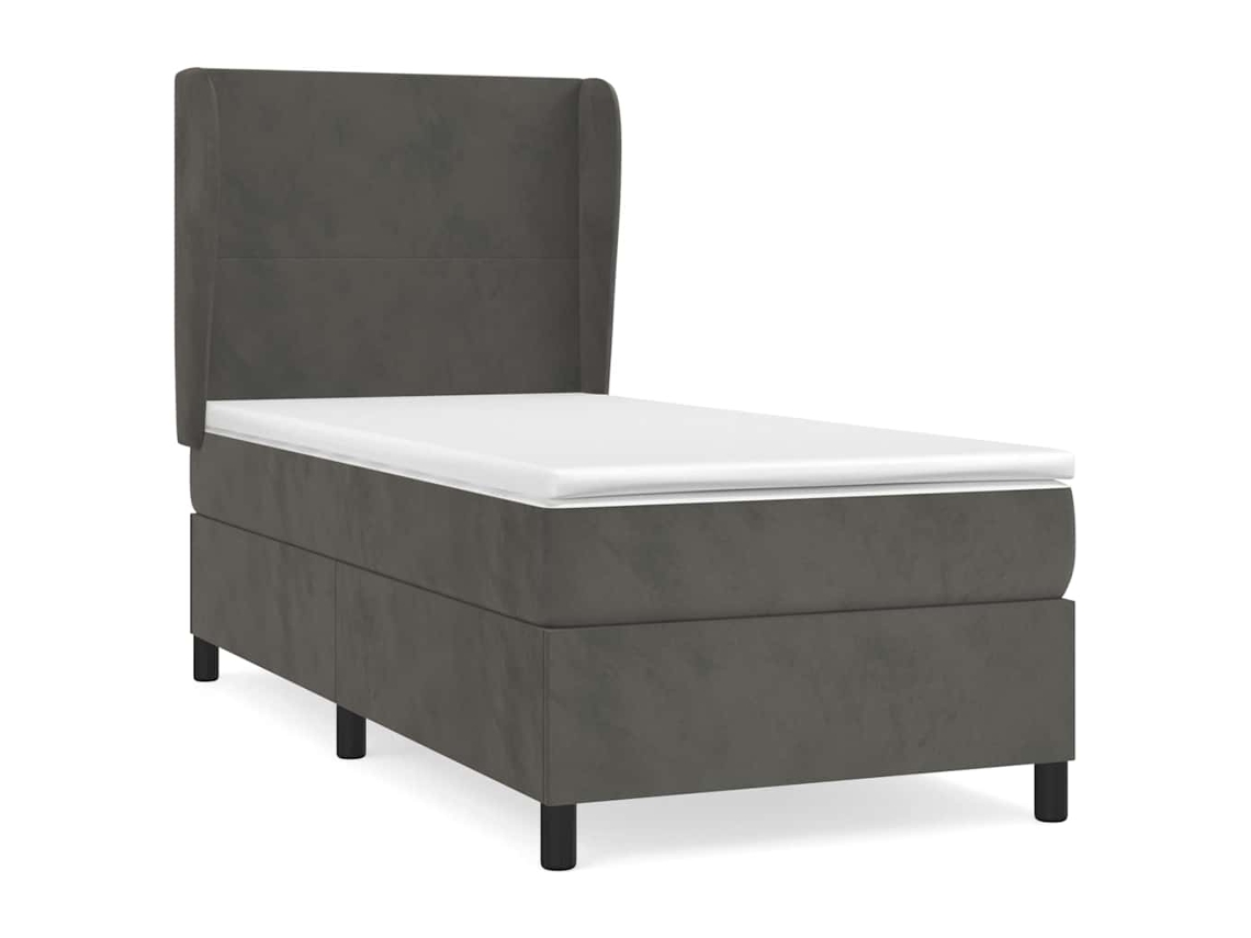 Conjunto 1 Cama Box Spring Vidaxl Cinzeto Veludo (193 X 93 X 128 Cm)