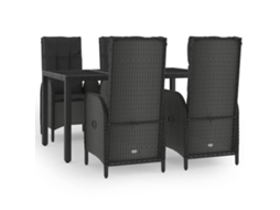 Garden Dining Set, Garden Dining Sets Vidaxl Preto Rattan / Vime (mesa Com 150 Cm De Comprimento)