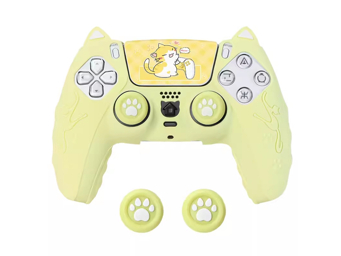 Capa Comando Para Ps5, Capa Protetora De Silicone Com Desenho Animado E Capa Para Joystick E Adesivo (amarelo) Cuich