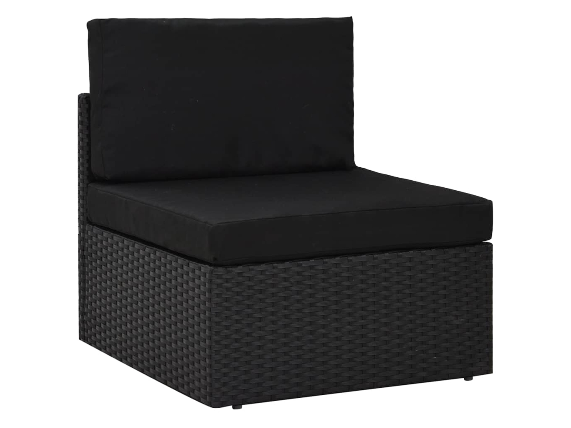 Maison Exclusive - 9 Pcs Conjunto Lounge De Jardim C/ Almofadões Vime Pe Preto
