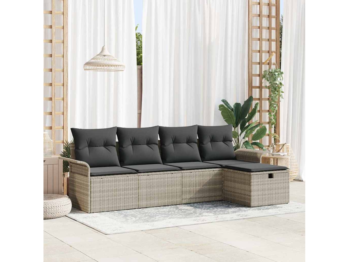 Vidaxl Conjunto De Sofá De Jardim 5 Unid. Rattan Sintético
