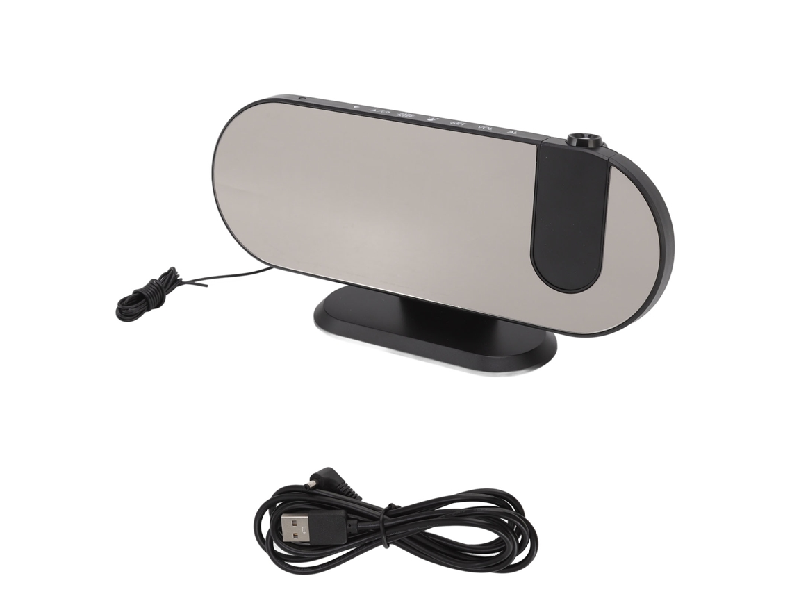 Relógio Despertador Digital Projeção Com Luz Led E Display Espelho