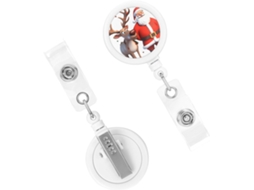 Porta Crachá Retrátil, Porta Crachás Retrátil Resistente Com Estampa De Papai Noel, Porta Crachá Com Estampa De Rena