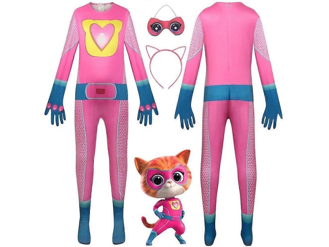 Traje De Gato Super Kitties Para Niñas Disfraz De Anime Pink Bodysuit Fiesta Navidad A 130