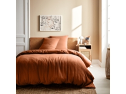 Conjunto De Roupa De Cama Em Gaze De Algodão Terracota