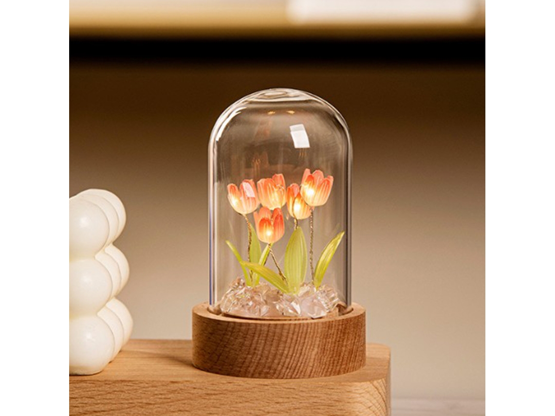 2026 luz de Noche Led de Tulipán para Mesa, Luz Ambiental Decorativa de Tulipán, Lámpara Ornamental Roja