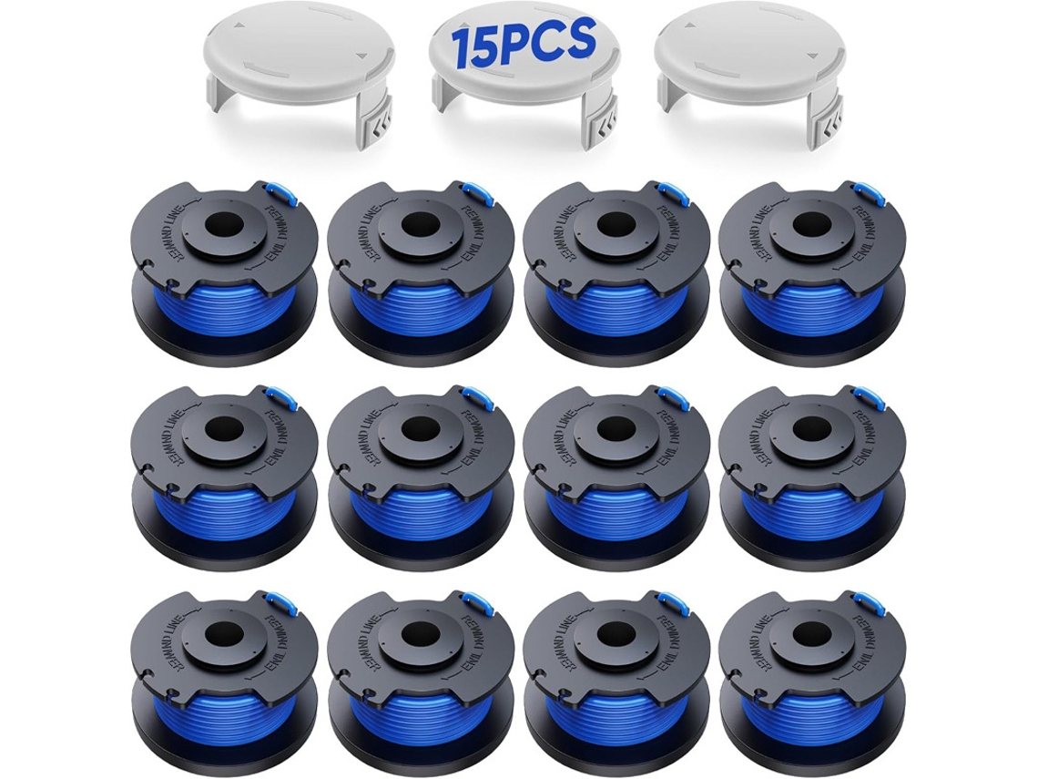 Pacote com 12 Carretéis de Fio com 3 Tampas Aparador de Grama para Ryobi Ac14rl3a/ac14hca HENTEN HOME
