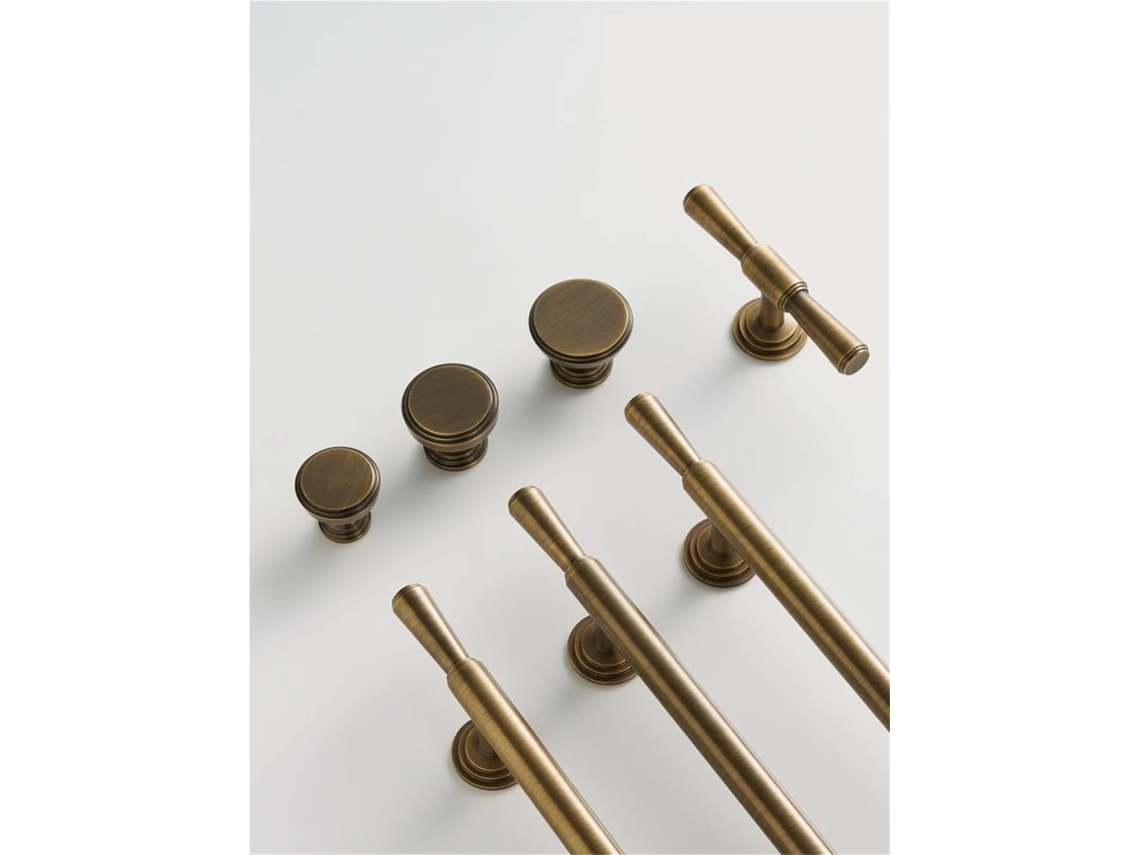 Puxador De Gaveta Armário Cozinha Em Latão Maciço Vintage Com Acabamento Bronze Escovado Antigo, Luxuoso, Em Formato De