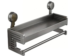 Suporte De Toalha Parede Em Alumínio Com Base Ventosa Forte E Gancho Específico Para, Ideal Para Uso No Banheiro 40cm