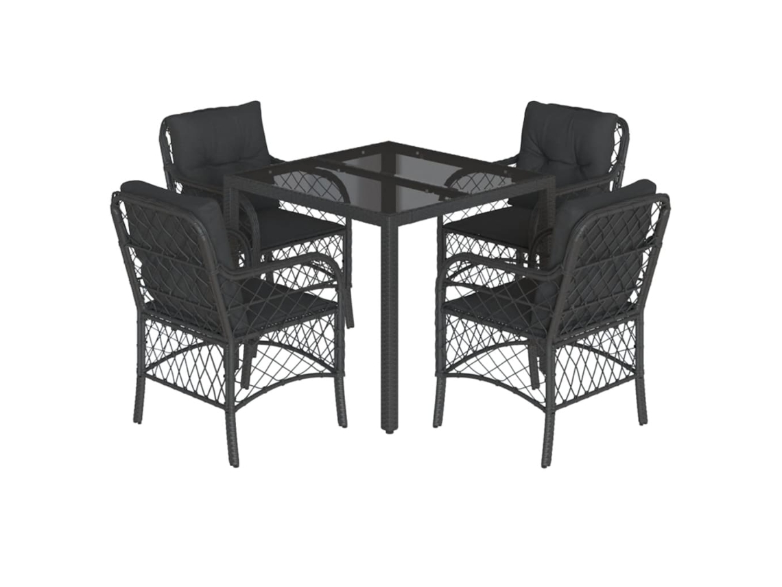 Garden Dining Set, Garden Dining Sets Vidaxl Preto Rattan / Vime (90 Cm Table Length)