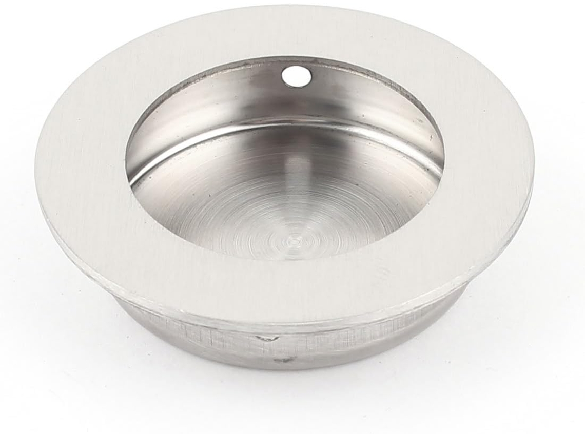 Puxador De Porta Metálico Aexit Com Furo 32mm, Diâmetro Redondo, Montagem Oculta, 50mm X 12mm