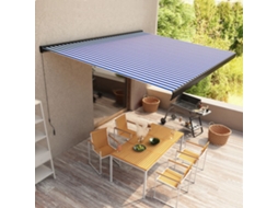 Vidaxl Toldo Manual Com Caixa 400x300 Cm Azul E Branco