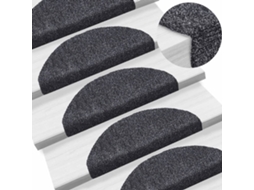 Vidaxl Tapetes De Escada Autoadesivos 15 Peças 65x21x4 Cm Cinza Escuro Semicircular Grande