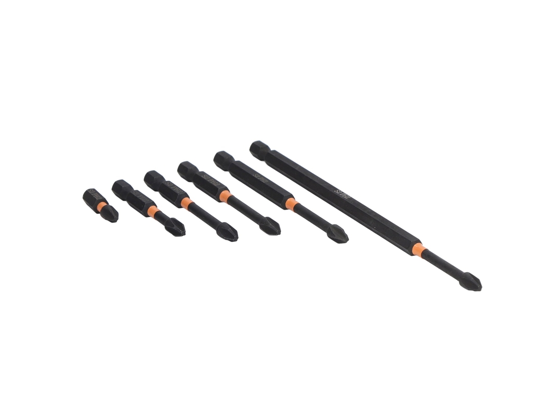 Conjunto De 6 Pontas De Parafuso Magnéticas Ph2 De Aço Liga S2 Com Cabo Hexagonal 1/4 Para Furadeira Elétrica