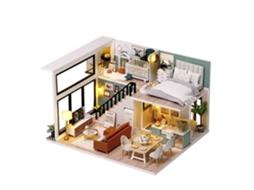 Apartamento Duplex Confortável. Modelo 3d Com Luzes Led. 25x21x15 Cm.