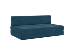 Sofá Cama Dobrável Azul 152 X 86,5 X 60 Cm Tecido SYFAX