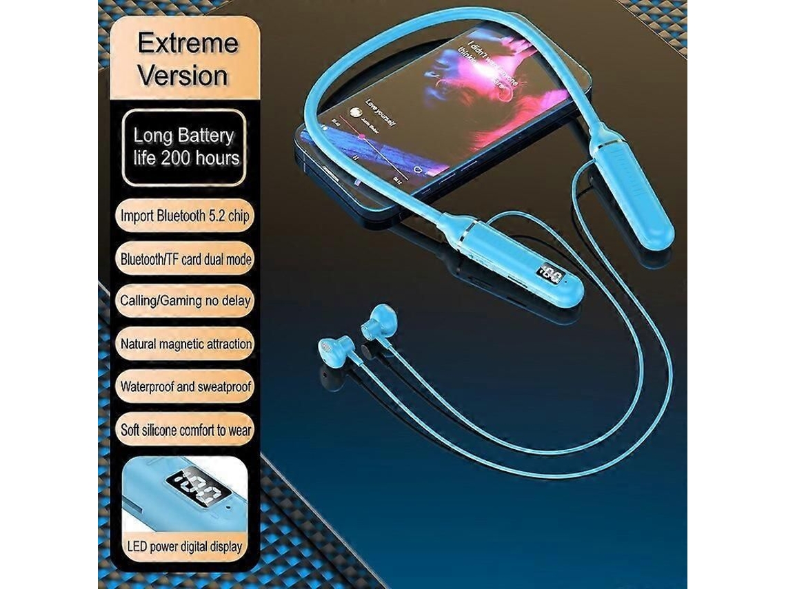 Fones de Ouvido Esportivos com Faixa para Pescoço, Bluetooth, Microfone, LED, para Jogos TAISHENGDA