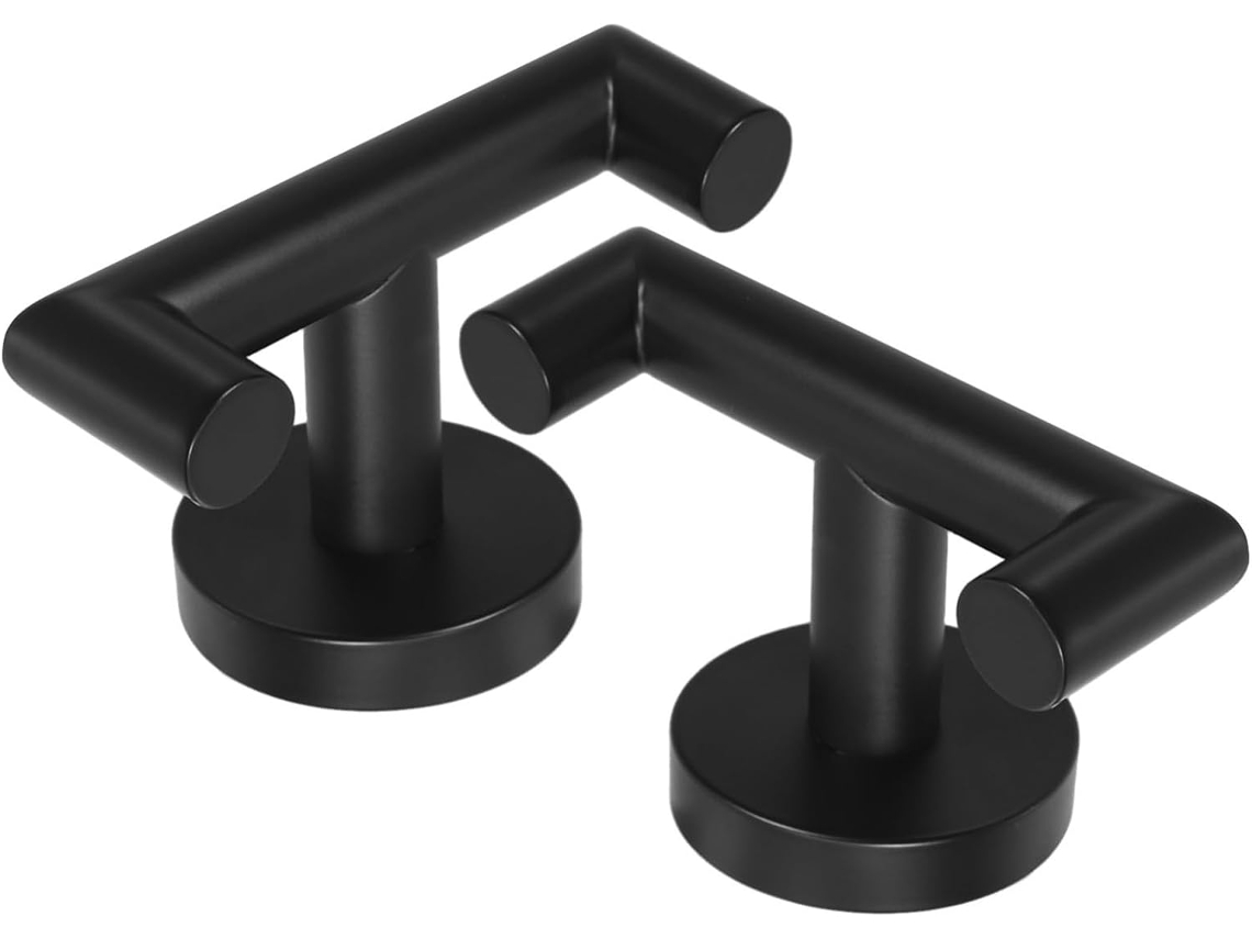 Ganchos De Toalha Parede Pretos, 2 Peças, Aço Inoxidável 304