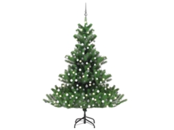 Vidaxl Árvore Natal Artif. Luzes Led/bolas 210cm Abeto Caucasiano Verde