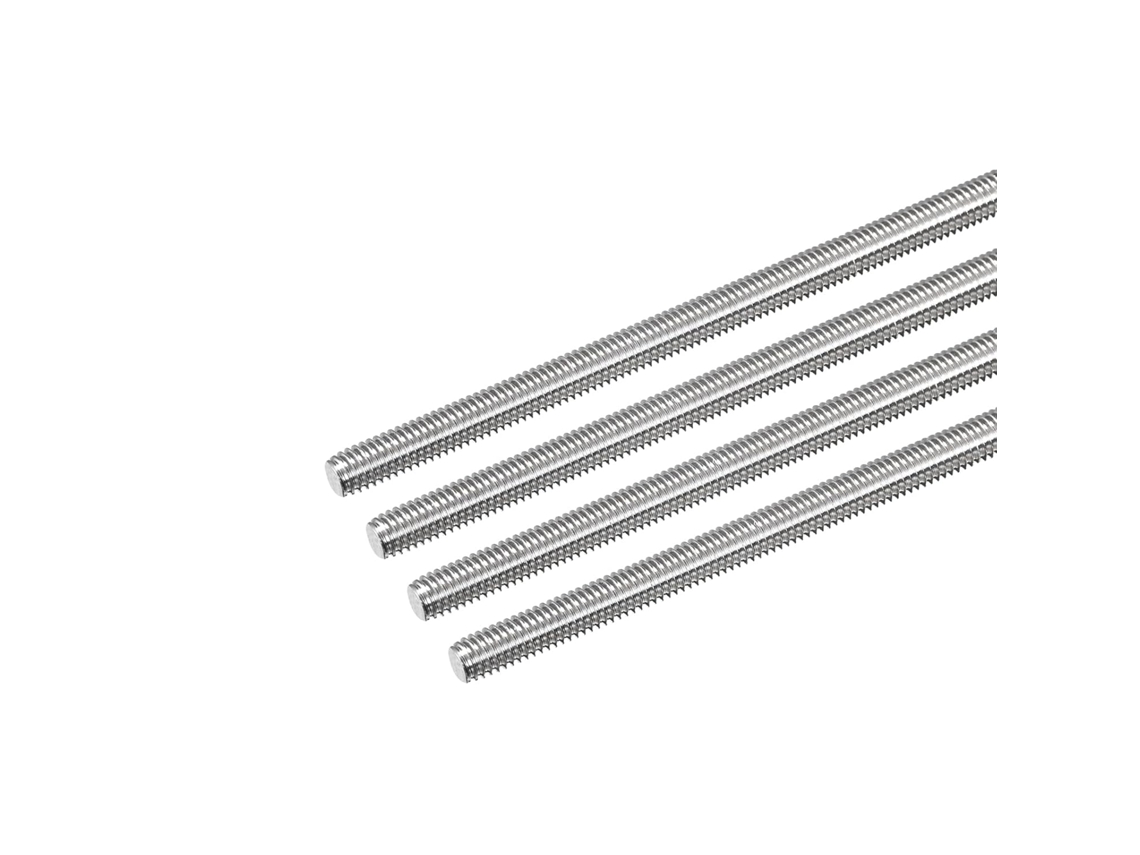 Haste roscada M6 x 400mm em aço inoxidável 304 com passo de 1mm, rosca reta, conjunto de 4 em CHABERLU