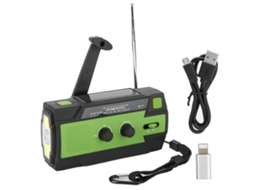 Rádio multifuncional AQUAFORGE com manivela, bateria 2000mah, am/fm, lanterna e função meteorológica