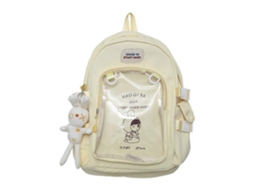 Mochila Transparente Versátil Com Pingente Charmoso, Mochila Escolar De Nylon Multifuncional Para Viagens, Amarela.