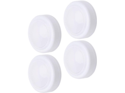 Luminária Noturna Led Sem Fio Com Toque, Branca, Abs-pc, Pacote 4,