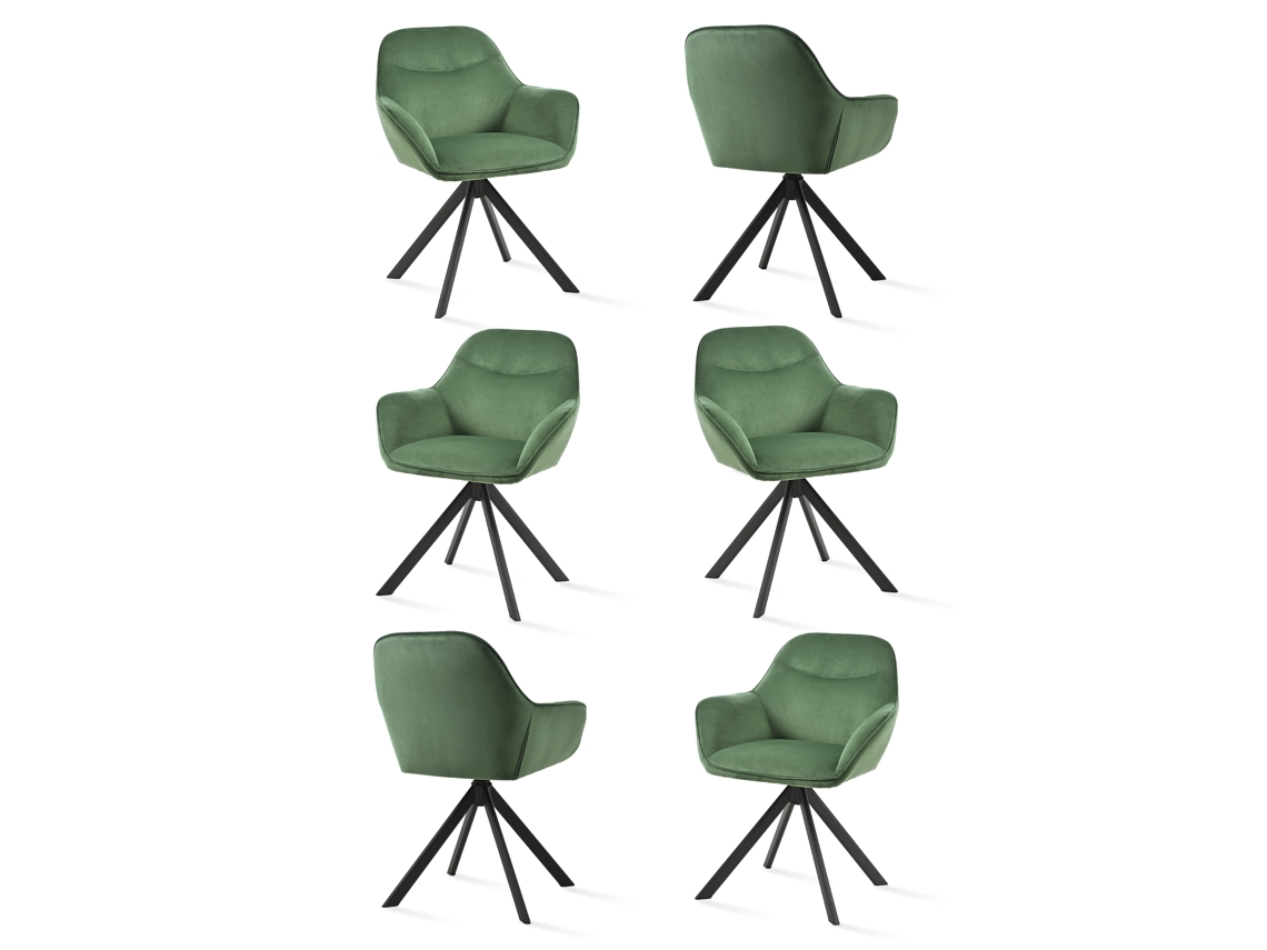 Conjunto de 6 Cadeiras de Jantar GOEURVANT Verde Floresta Veludo