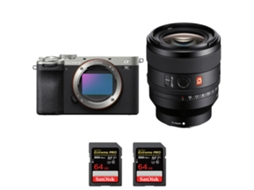 A7c Ii Prateado + Fe 50mm F/1.4 Gm + 2 Sandisk 64gb Uhs ii 300mb/s Máquina Fotográfica Híbrida + Ebook “20 Dicas para Fotos Que Impressionam” SONY