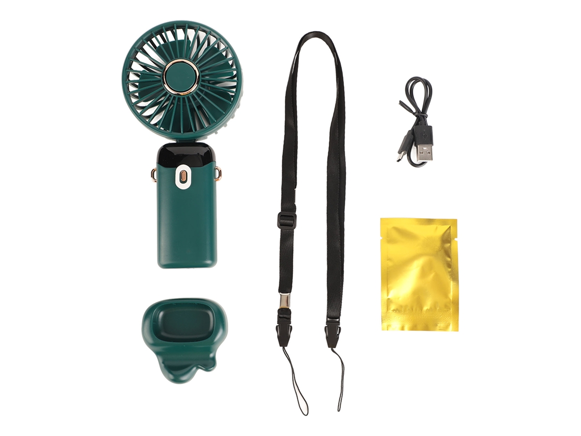 Ventilador de pescoço dobrável, portátil, recarregável USB, com corda, verde LAXISCREED