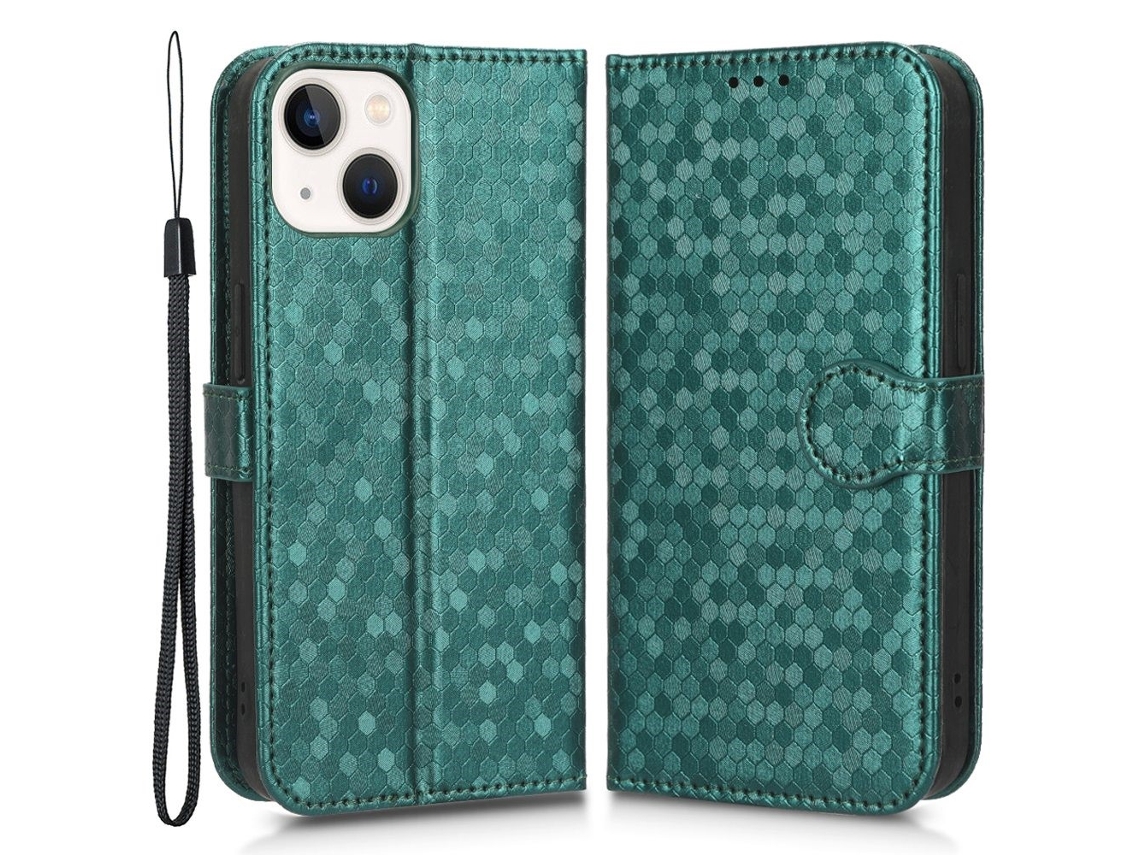 Capa Para Iphone 14 Pele Sintética Verde