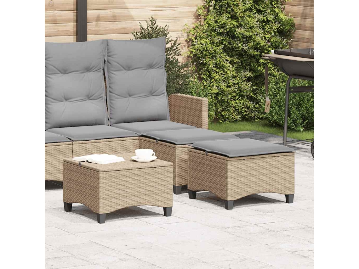 Vidaxl Bancos De Jardim Com Almofadas 2 Unid 55x55x36 Cm Vime Pe Bege