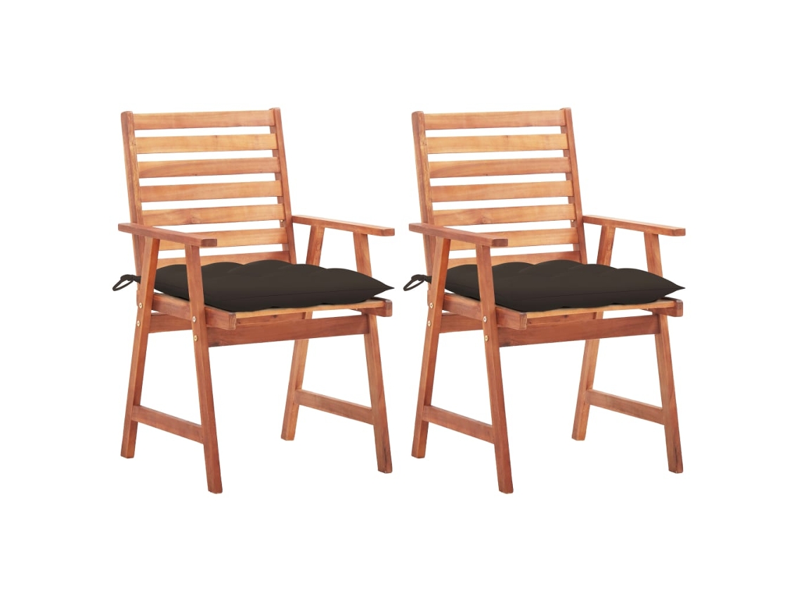 Vidaxl Cadeiras De Jantar P/ Jardim 2 Pcs C/ Almofadões Acácia Maciça