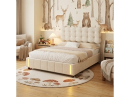 Cama Casal 160x200 Cm, Cama com Arrumação Baú Hidráulica, Estrutura Cama Estofada em Veludo com Led Luz de Sensor e Estrado de Ripas RESETIZE