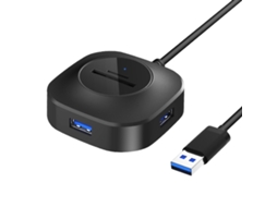 Hub Usb H25 2.0 com 3 Portas + Leitor de Cartão Tf/sd, Alta Velocidade, Compatível com Sistemas Operacionais Mac AQUAFORGE