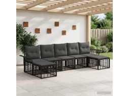Vidaxl Conjunto de Sofás para Exterior 7 Pcs Preto e Cinza Escuro