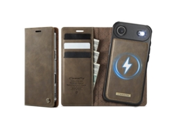 Capa Caseme C49 Para Iphone Air Com Magsafe E Bloqueio Rfid, Em Couro Cor Café
